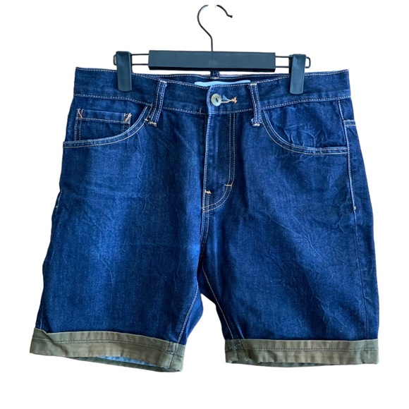 5/$20 Hypercrush blue brown khaki mix denim shorts M - Picture 1 of 7